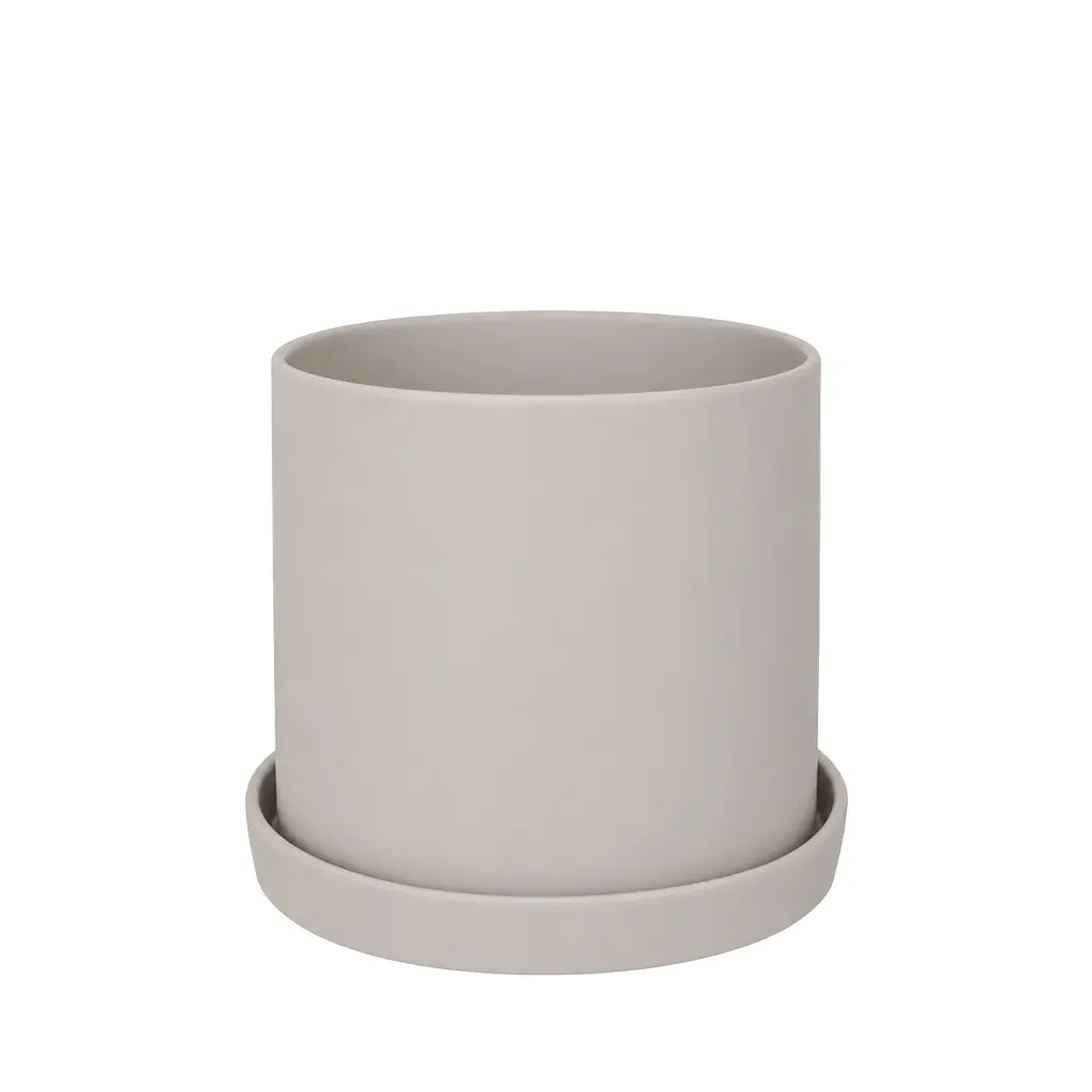 Montgomery pot with saucer light grey - 9x8.5"