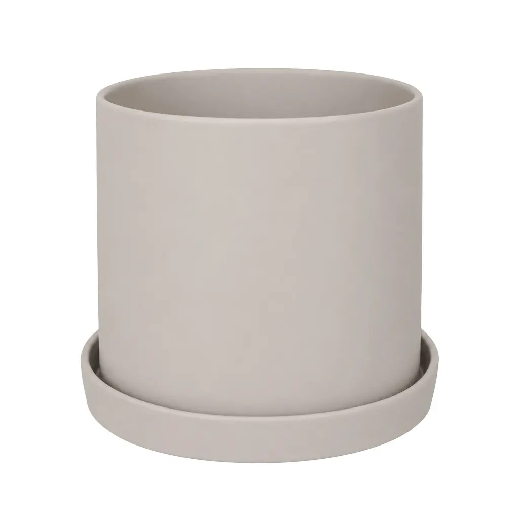 Montgomery pot with saucer light grey - 11x10.5"