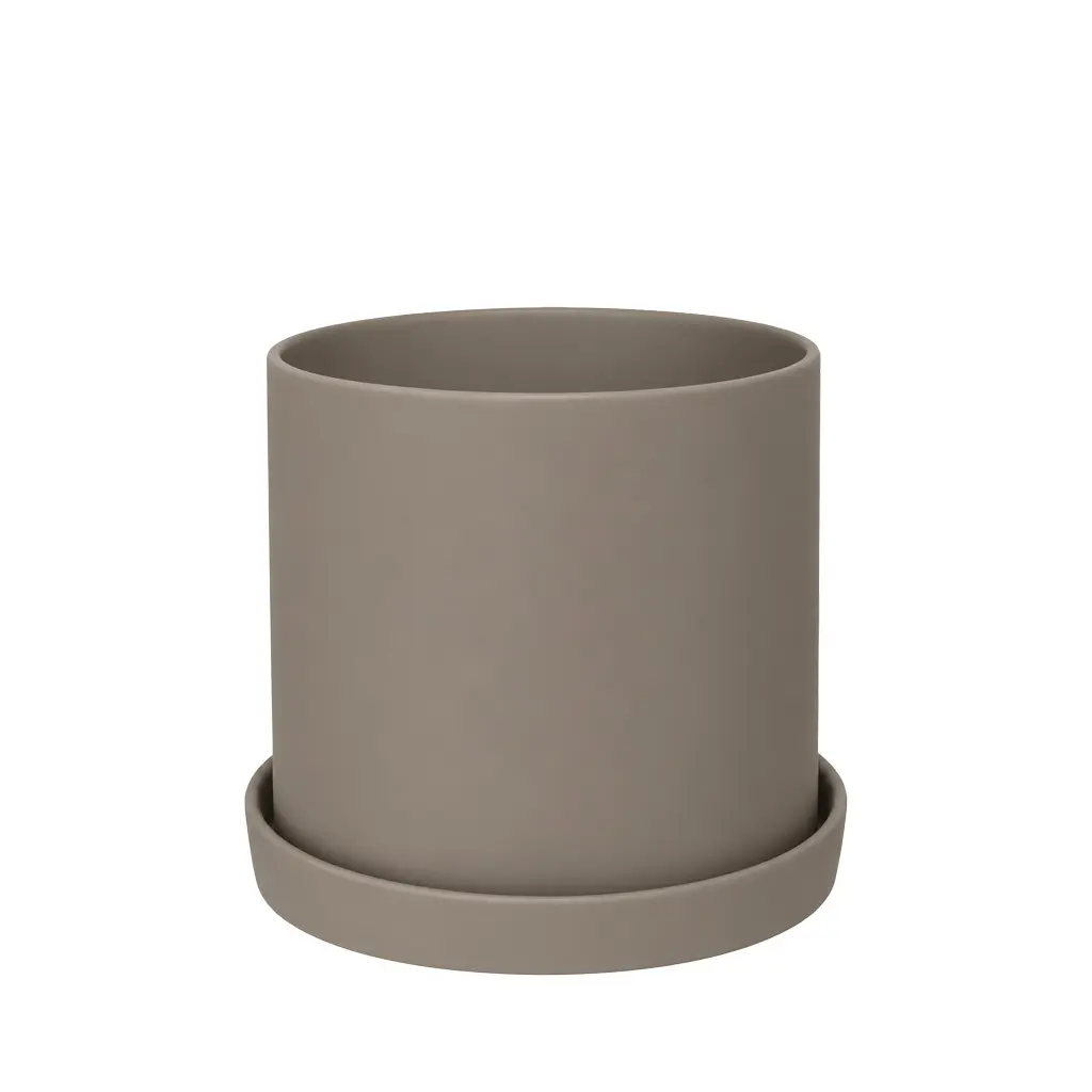 Montgomery pot with saucer dark grey - 9x8.5"