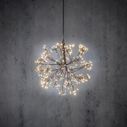 [63569] Ball led black warm white 384led IP44 with timer - 11.75"