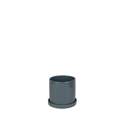 [56325] Capri pot with saucer grey - 4.75x4.5"