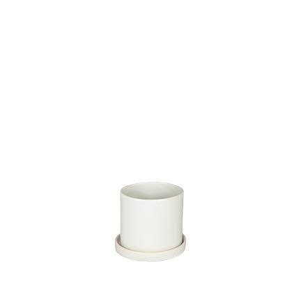 [56321] Capri pot with saucer white - 4.75x4.5"