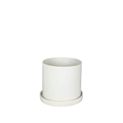 [56322] Capri pot with saucer white - 7x6.5"