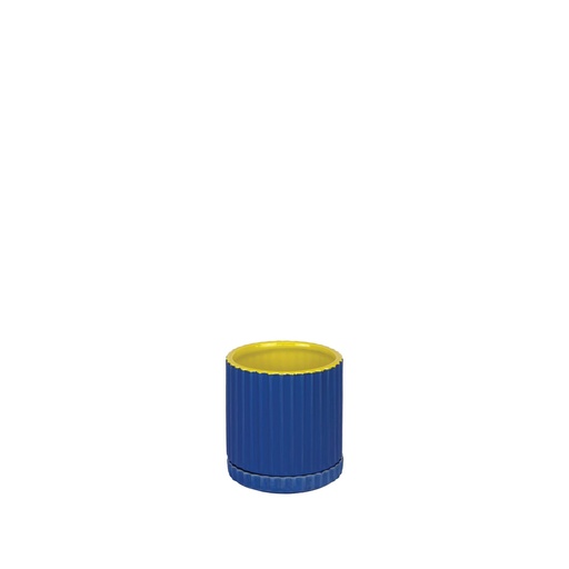 [56347] Caris pot round blue yellow 5.25x5"