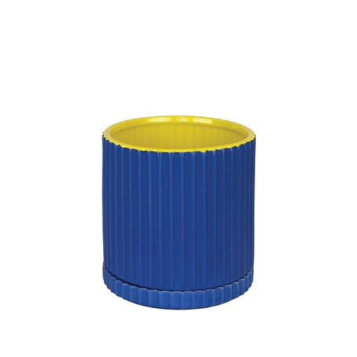 [56346] Caris pot round blue yellow 8x7.5"