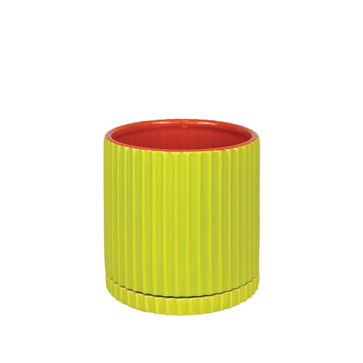 [56344] Caris pot round green orange 8x7.5"