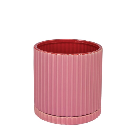 [56386] Caris pot round pink red 9.5x9"