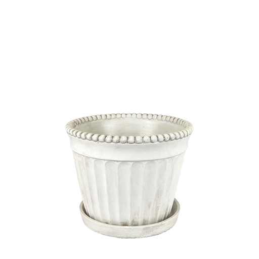[56366] Indra pot round white 10.75x9.75"