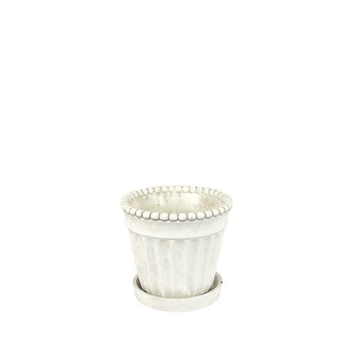 [56368] Indra pot round white 6.25x5.75"