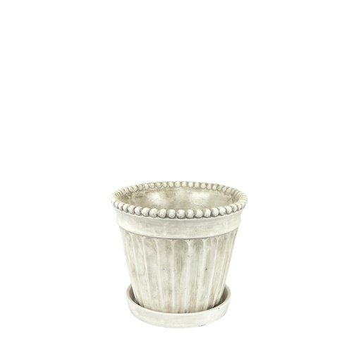 [56367] Indra pot round white 8.5x7.5"