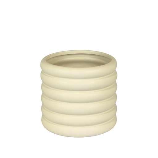 [56351] Luna pot round cream 7.75x6.25"
