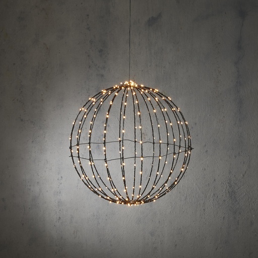 [33610] Outdoor LED Ball P/I on timer 260L Black Warm White - 16"