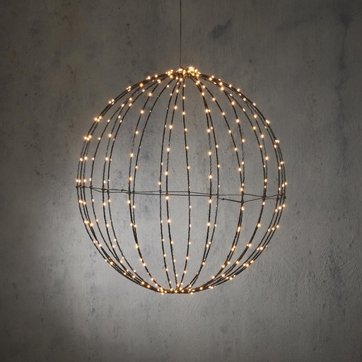 [33611] Outdoor LED Ball P/I on timer 320L Black Warm White - 20"