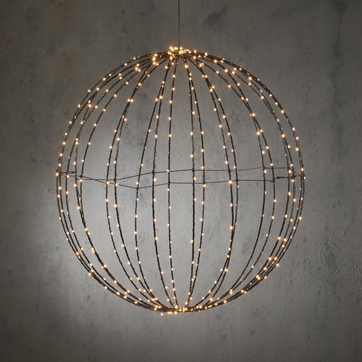 [33612] Outdoor LED Ball P/I on timer 400L Black Warm White - 24"