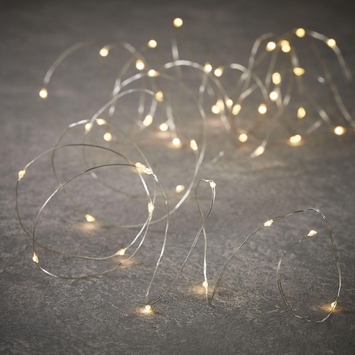 [10924] Outdoor String LED Wire B/O on timer 30L Silver - 9.85'