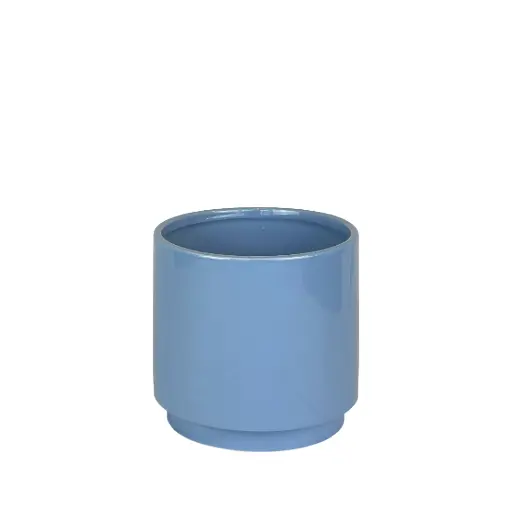 [56342] Silas pot round blue 7.25x6.5"