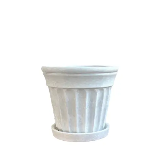 [63669] Venetian pot round white - 8.75x7.5"