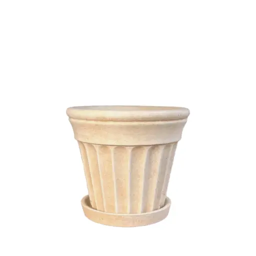 [63671] Venetian pot round sandstone - 8.75x7.5"