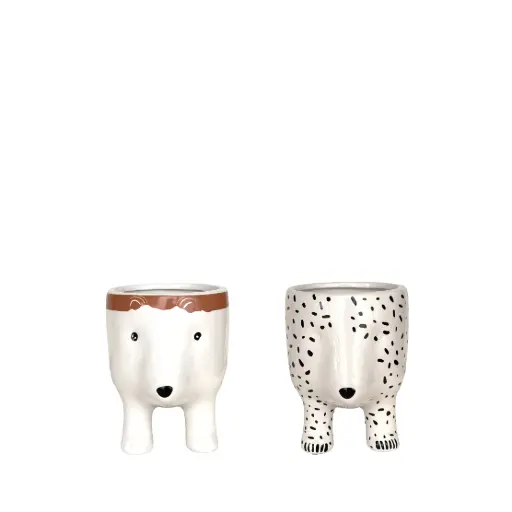 [63987] Fauna pot with legs 2 assorted white - 5x4.75x6.25"