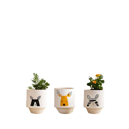 [63991] Fauna pot 3 assorted white - 4.75x5.5"