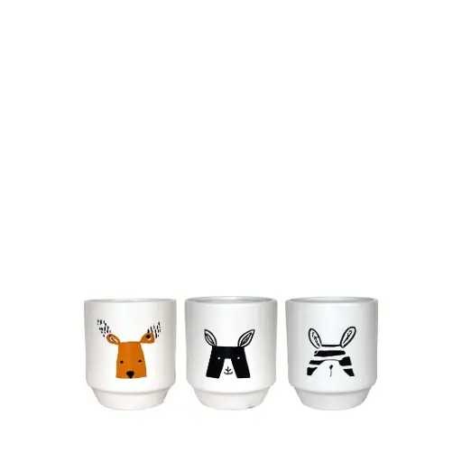 [63991] Fauna pot 3 assorted white - 4.75x5.5"