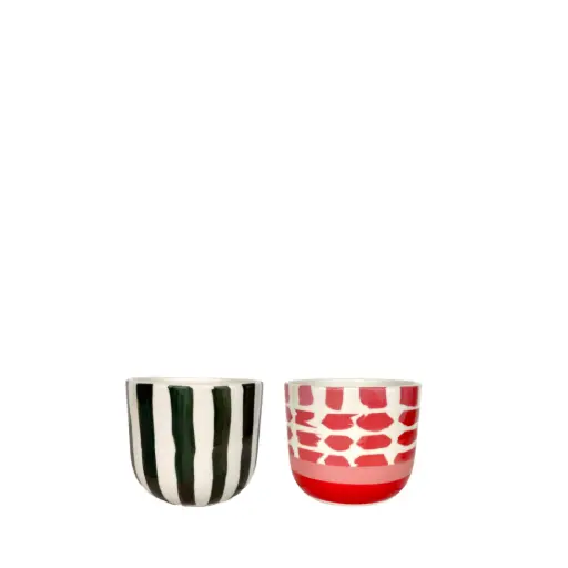 [63998] Watermelon pot round 2 assorted green pink - 4.75x3.5"