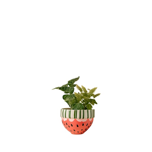 [63999] Watermelon pot round green pink - 5x4.25"