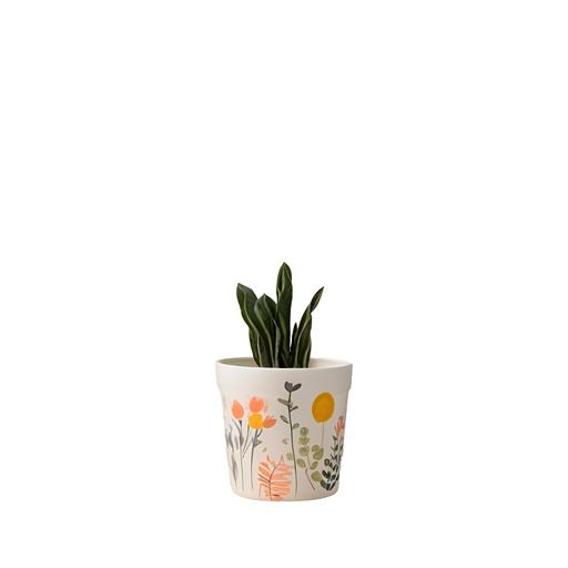 [64003] Flora pot round white - 4.5x4"