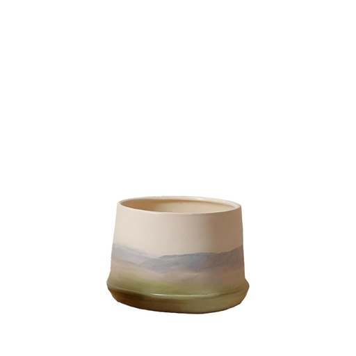 [64017] Paz pot round cream green - 7.25x5.75"