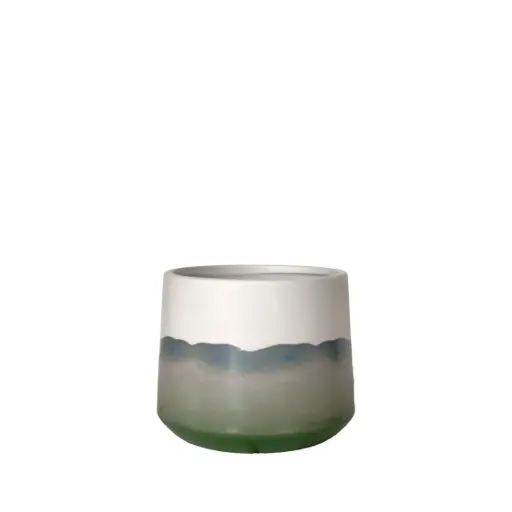 [64017] Paz pot round cream green - 7.25x5.75"