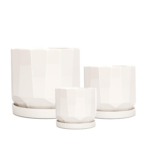 [63945] Cruz pot round set of 3 cream - 8.25x7.75"