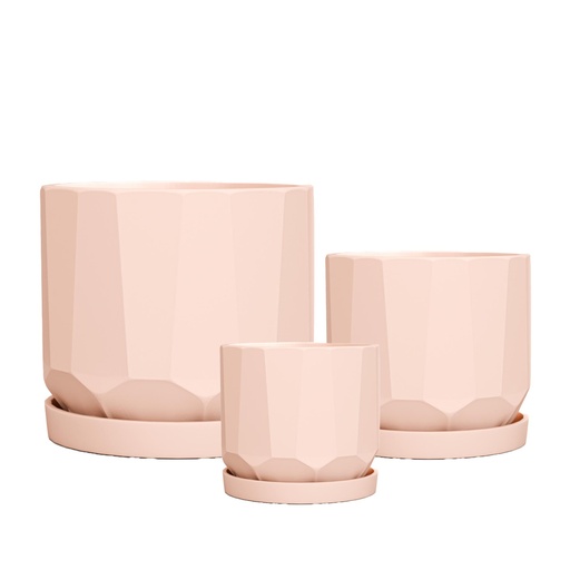 [63946] Cruz pot round set of 3 pink - 8.25x7.75"