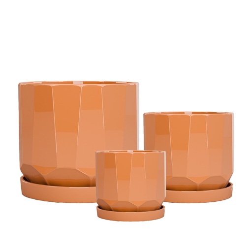 [63947] Cruz pot round set of 3 terra - 8.25x7.75"