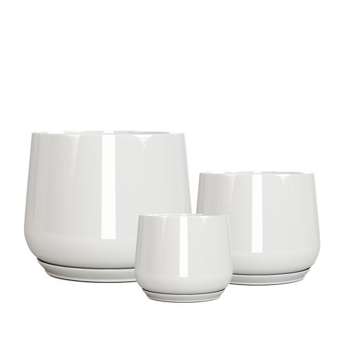[63951] Nadia pot round set of 3 white - 8.5x7.5"