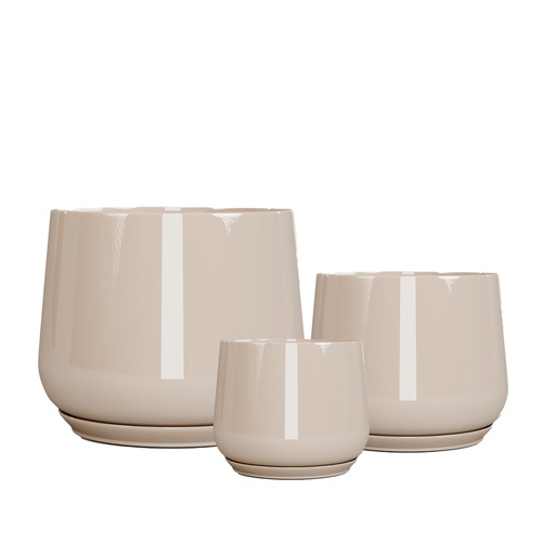 [63953] Nadia pot round set of 3 light brown - 8.5x7.5"