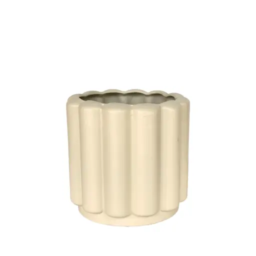 [63929] Beau pot round beige - 8.75x8"