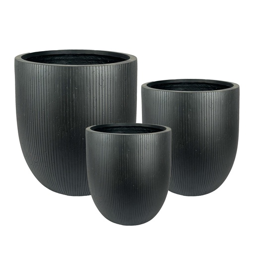 [63862] Edita pot round set of 3 black - 17x17x17"