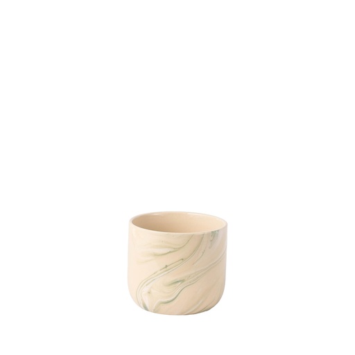 [63729] Liliana pot round green marble - 5.5x4.75"