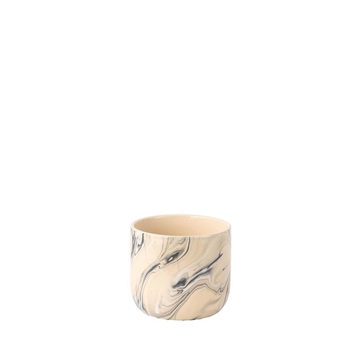 [63733] Liliana pot round blue marble - 5.5x4.75"