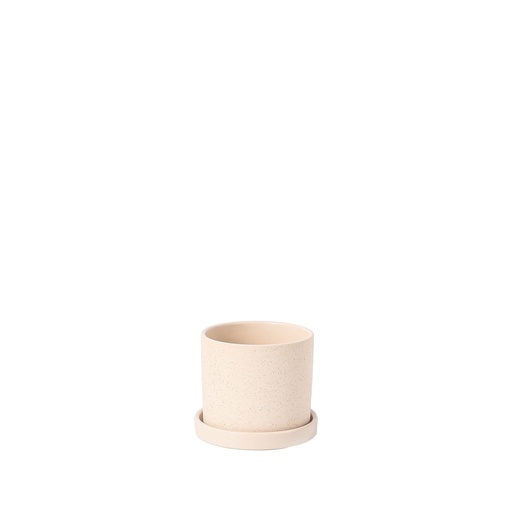 [63838] Capri pot with saucer white sand - 4.75x4.5"