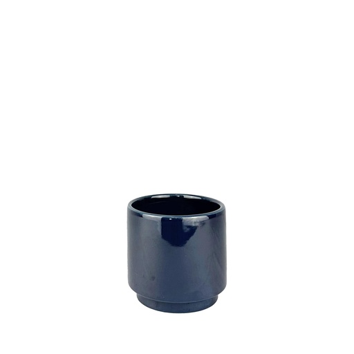 [63849] Silas pot round dark blue - 5.25X4.75"