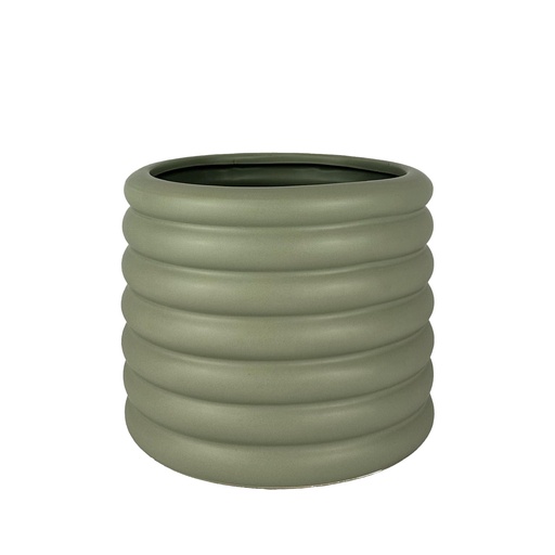 [63857] Luna pot round green - 10.5x8.25"