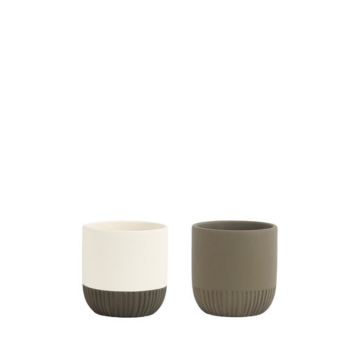 [63955] Virgil pot round 2 assorted green cream - 4.5x4.5"