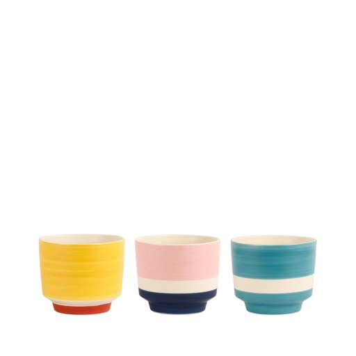 [63966] Tullio bowl round 3 assorted yellow blue pink - 7x6"