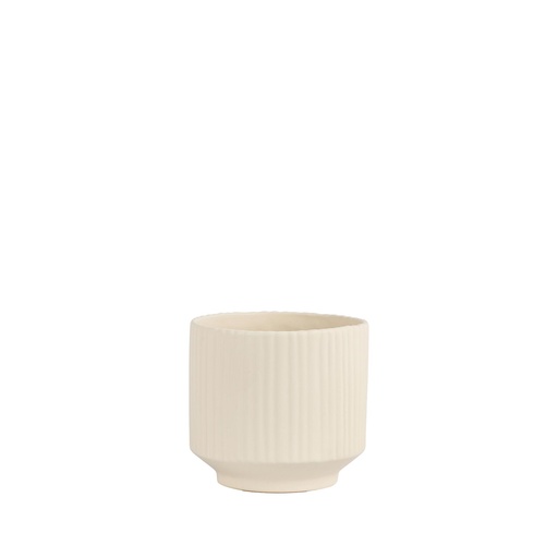 [63971] Sybil pot round cream - 6.75x6.25"