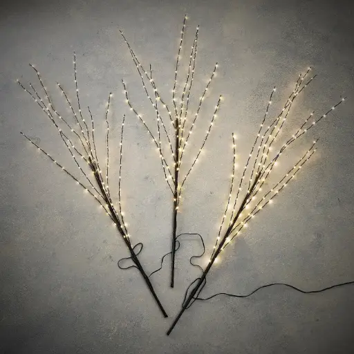 [63643] Branch led black warm white 480led IP44 3 pieces with timer - 11.75x39.5" 