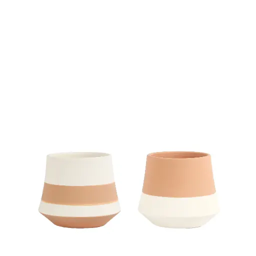 [63957] Soto pot round 2 assorted white brown - 7x6" 