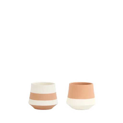[63958] Soto pot round 2 assorted white brown - 5x4.25" 