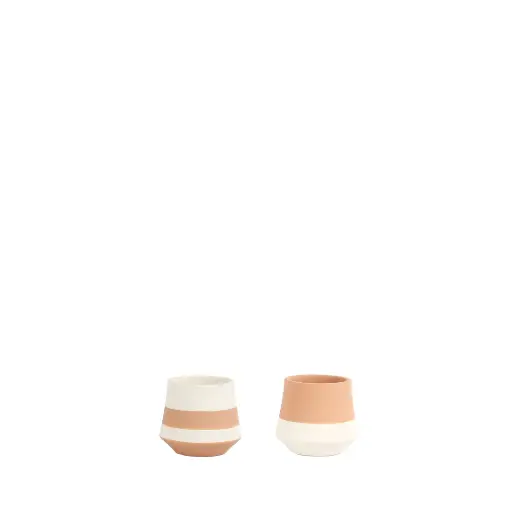 [63959] Soto pot round 2 assorted white brown - 3.5x3.25" 