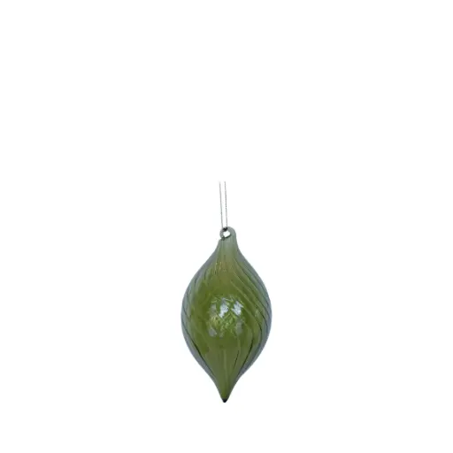 [64463] Ornament drop green - 3.25x5.5"